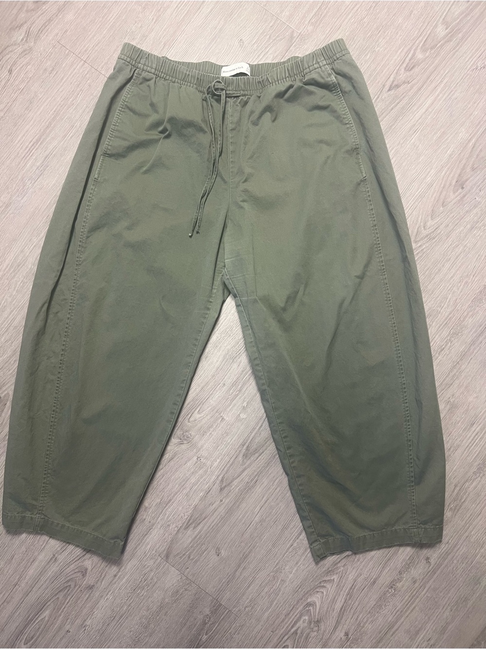 Abercrombie & Fitch Olive Green Wide-Leg Drawstring Pants